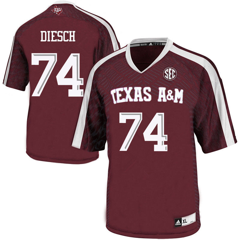 Men #74 Kellen Diesch Texas A&M Aggies College Football Jerseys-Maroon - Click Image to Close